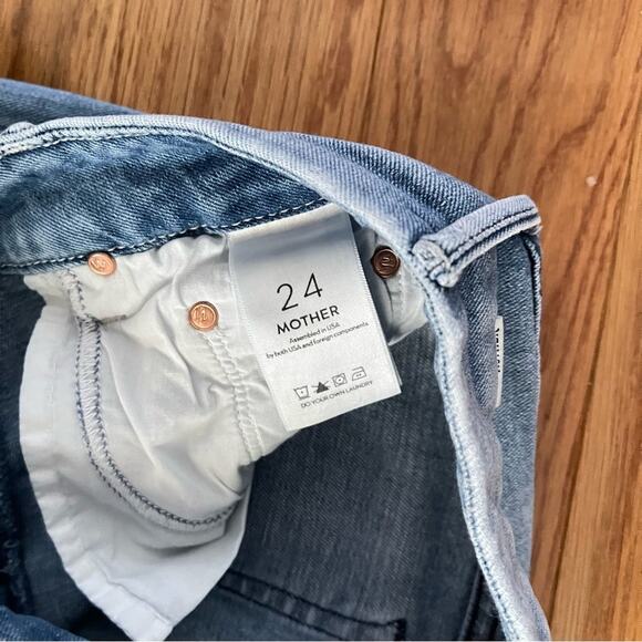 Mother The Looker Ankle Fray Cropped Skinny Jeans Womens 24 When Sparks Fly Blue - Picture 8 of 11